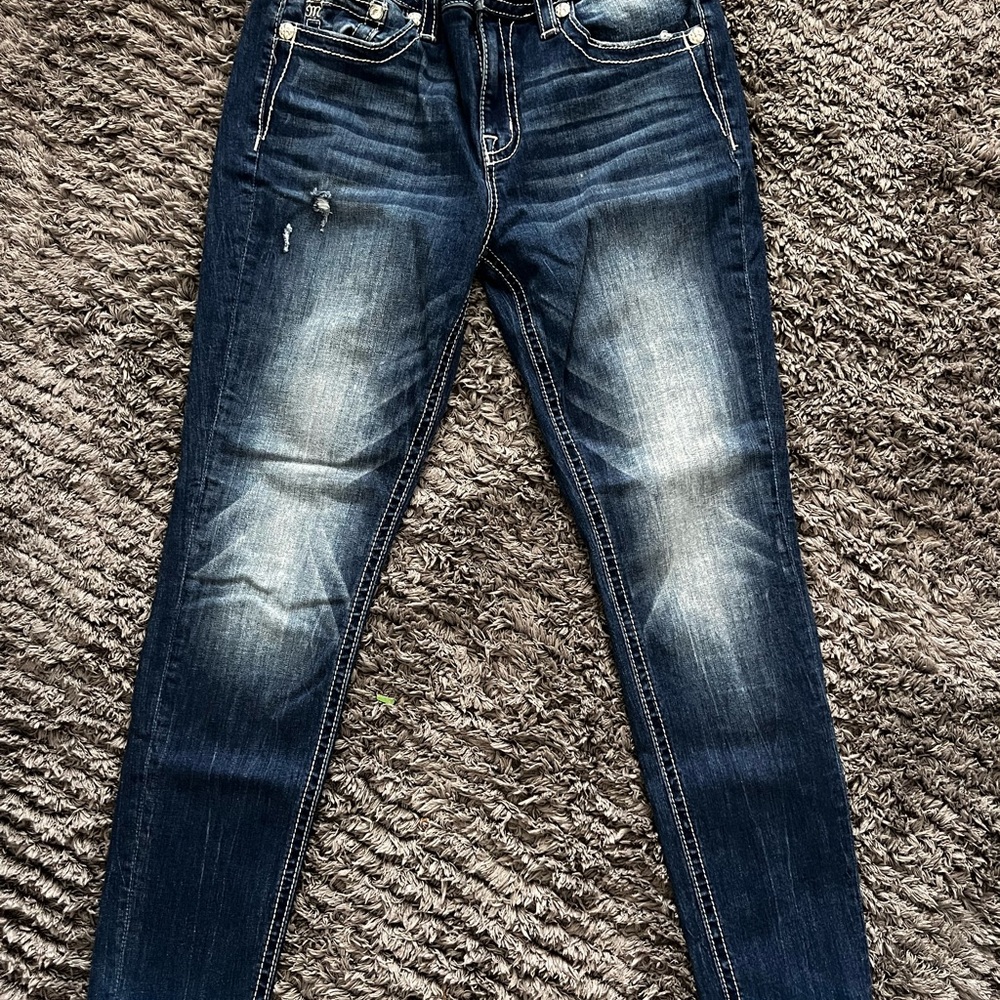 Miss Me Blue Skinny Jeans Distressed Faded